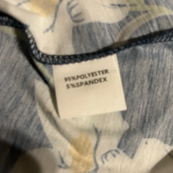 Blue and Cream Casual Sundress with deep V neck fits like a large. - Picture 9 of 12